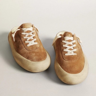 Golden Goose Space-Star Sabot In Tobacco-Colored Suede With Perforated Star Golden Goose Space-Star Sabot In Tobacco-Colored Suede With Perforated Star