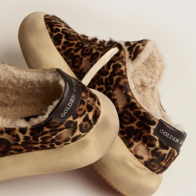 Golden Goose Space-Star In Animal-Print Pony Skin With Shearling Lining Golden Goose Space-Star In Animal-Print Pony Skin With Shearling Lining