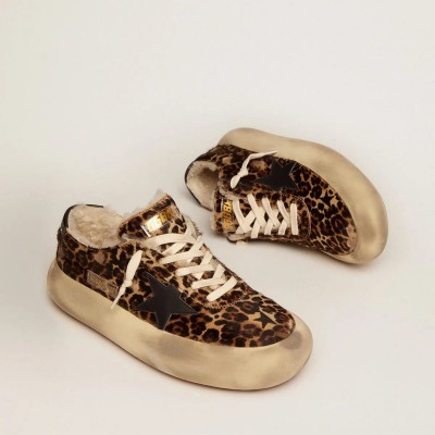 Golden Goose Space-Star In Animal-Print Pony Skin With Shearling Lining Golden Goose Space-Star In Animal-Print Pony Skin With Shearling Lining