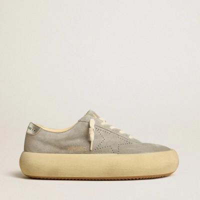 Golden Goose Space-Star In Ice-Gray Suede With Perforated Star Golden Goose Space-Star In Ice-Gray Suede With Perforated Star