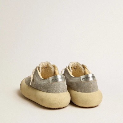 Golden Goose Space-Star In Ice-Gray Suede With Perforated Star Golden Goose Space-Star In Ice-Gray Suede With Perforated Star