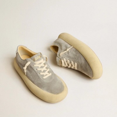 Golden Goose Space-Star In Ice-Gray Suede With Perforated Star Golden Goose Space-Star In Ice-Gray Suede With Perforated Star