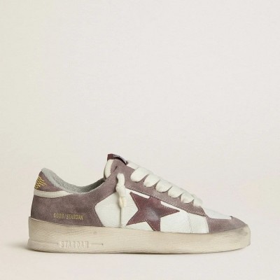 Golden Goose Stardan Ltd In Nappa Leather And Suede With Mauve Suede Star And Lavender Suede Heel Tab Golden Goose Stardan Ltd In Nappa Leather And Suede With Mauve Suede Star And Lavender Suede Heel Tab