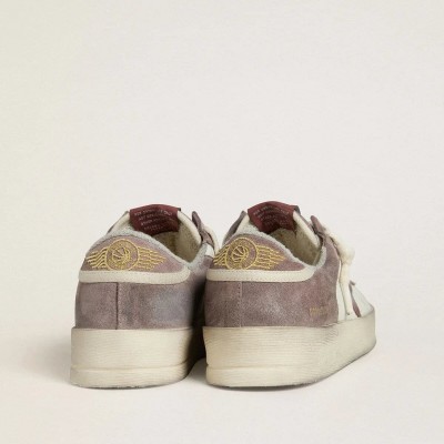 Golden Goose Stardan Ltd In Nappa Leather And Suede With Mauve Suede Star And Lavender Suede Heel Tab Golden Goose Stardan Ltd In Nappa Leather And Suede With Mauve Suede Star And Lavender Suede Heel Tab