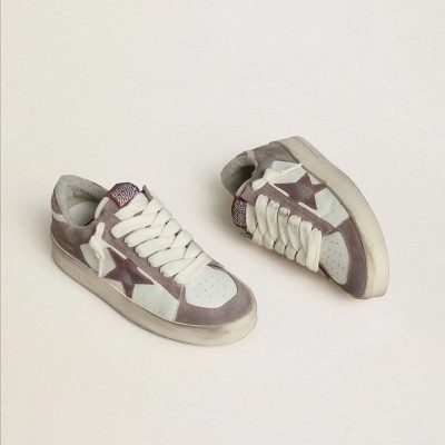 Golden Goose Stardan Ltd In Nappa Leather And Suede With Mauve Suede Star And Lavender Suede Heel Tab Golden Goose Stardan Ltd In Nappa Leather And Suede With Mauve Suede Star And Lavender Suede Heel Tab