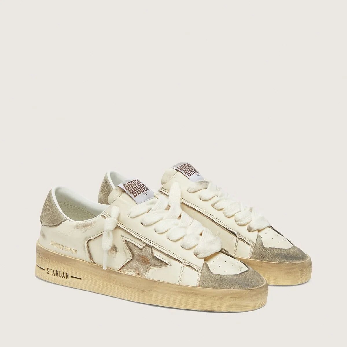 Golden Goose Stardan Ltd In Suede And White Nappa With Gold Star Golden Goose Stardan Ltd In Suede And White Nappa With Gold Star