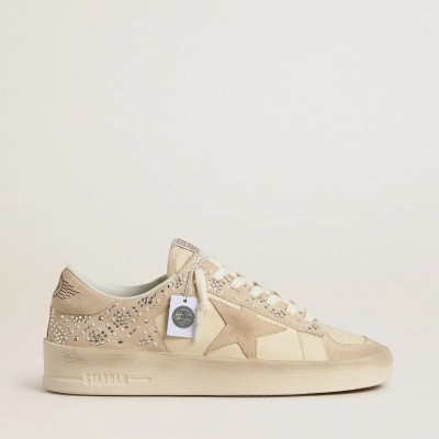 Golden Goose Stardan In Cream-Colored Suede And Leather With Swarovski And A Suede Star Golden Goose Stardan In Cream-Colored Suede And Leather With Swarovski And A Suede Star