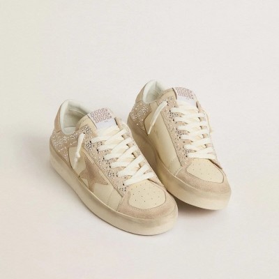 Golden Goose Stardan In Cream-Colored Suede And Leather With Swarovski And A Suede Star Golden Goose Stardan In Cream-Colored Suede And Leather With Swarovski And A Suede Star