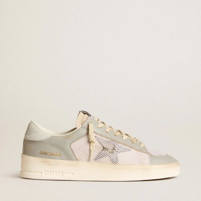 Golden Goose Stardan In Gray Nappa Leather And White Mesh With Gray Leather Star
