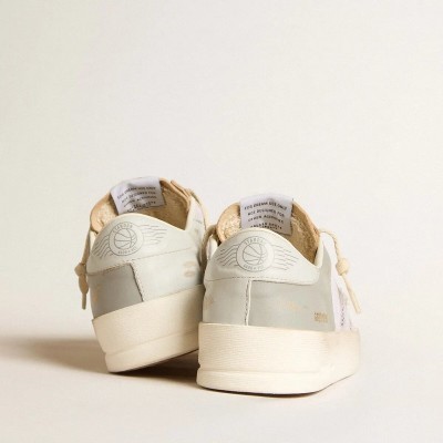 Golden Goose Stardan In Gray Nappa Leather And White Mesh With Gray Leather Star