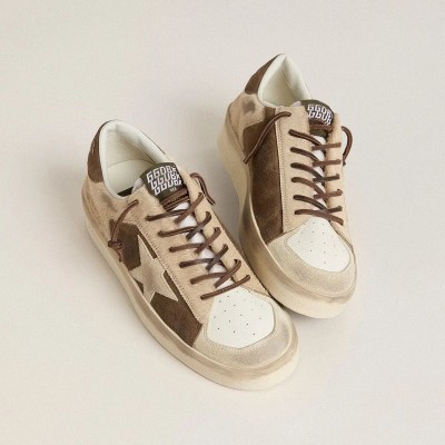 Golden Goose Stardan In Military-Green Suede And Beige Pony Skin With Beige Suede Star Golden Goose Stardan In Military-Green Suede And Beige Pony Skin With Beige Suede Star