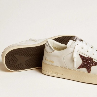 Golden Goose Stardan In Nappa With Glitter Star And Metallic Leather Heel Tab Golden Goose Stardan In Nappa With Glitter Star And Metallic Leather Heel Tab