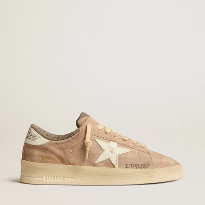 Golden Goose Stardan In Old Rose Suede With White Leather Star And Heel Tab Golden Goose Stardan In Old Rose Suede With White Leather Star And Heel Tab