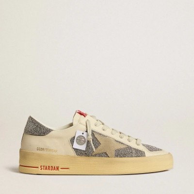 Golden Goose Stardan In Suede With Sand Star And Silver Swarovski Crystal Inserts Golden Goose Stardan In Suede With Sand Star And Silver Swarovski Crystal Inserts