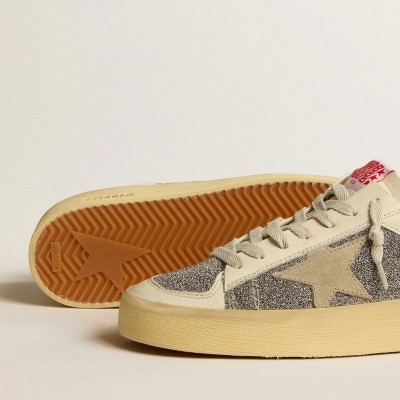 Golden Goose Stardan In Suede With Sand Star And Silver Swarovski Crystal Inserts Golden Goose Stardan In Suede With Sand Star And Silver Swarovski Crystal Inserts