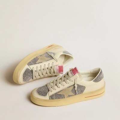 Golden Goose Stardan In Suede With Sand Star And Silver Swarovski Crystal Inserts Golden Goose Stardan In Suede With Sand Star And Silver Swarovski Crystal Inserts
