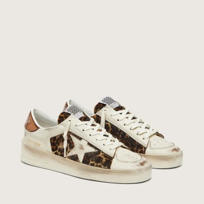 Golden Goose Stardan In White Leather And Leopard Pony Skin With White Leather Star Golden Goose Stardan In White Leather And Leopard Pony Skin With White Leather Star