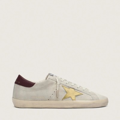 Golden Goose Super-Star Cny In Ivory Suede With Metallic Leather Star And Leather Heel Tab Golden Goose Super-Star Cny In Ivory Suede With Metallic Leather Star And Leather Heel Tab