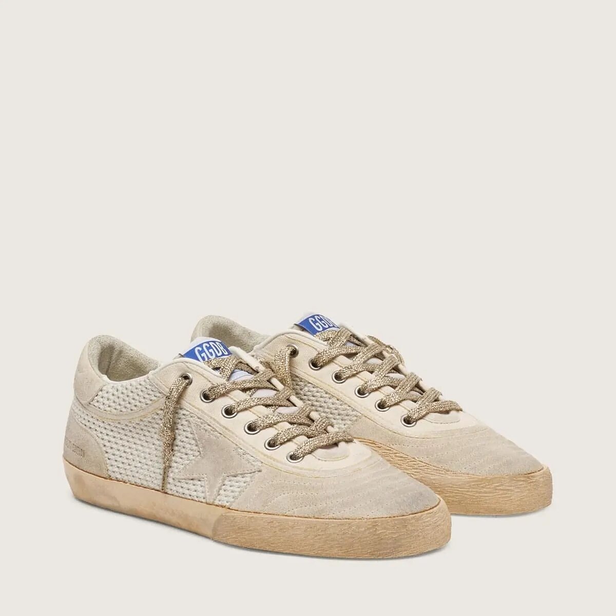 Golden Goose Super-Star Lab In Mesh With Beige Suede Star Golden Goose Super-Star Lab In Mesh With Beige Suede Star