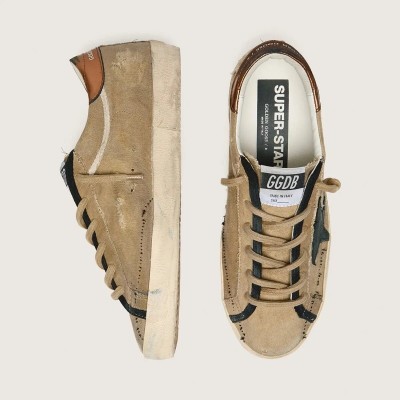 Golden Goose Super-Star Ltd In Beige Canvas With Black Leather Star Golden Goose Super-Star Ltd In Beige Canvas With Black Leather Star