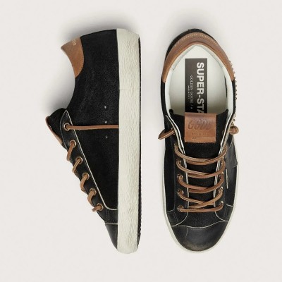 Golden Goose Super-Star Ltd In Black Glitter Leather With Black Leather Star Golden Goose Super-Star Ltd In Black Glitter Leather With Black Leather Star