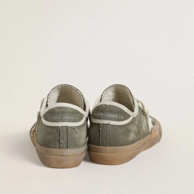 Golden Goose Super-Star Ltd In Green Canvas With White Leather Star Golden Goose Super-Star Ltd In Green Canvas With White Leather Star