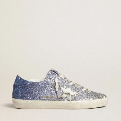 Golden Goose Super-Star Ltd In Multicolor Glitter With Silver Metallic Leather Star Golden Goose Super-Star Ltd In Multicolor Glitter With Silver Metallic Leather Star