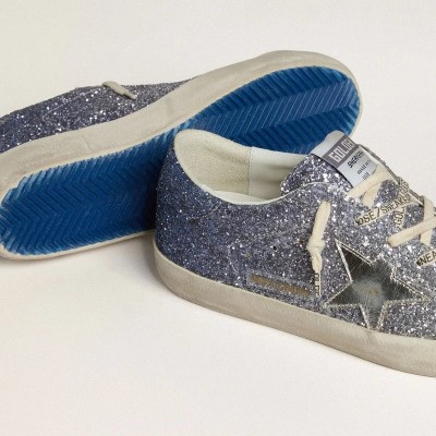 Golden Goose Super-Star Ltd In Multicolor Glitter With Silver Metallic Leather Star Golden Goose Super-Star Ltd In Multicolor Glitter With Silver Metallic Leather Star