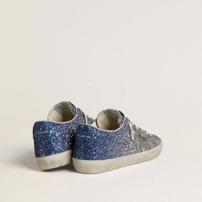Golden Goose Super-Star Ltd In Multicolor Glitter With Silver Metallic Leather Star Golden Goose Super-Star Ltd In Multicolor Glitter With Silver Metallic Leather Star