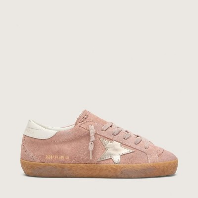 Golden Goose Super-Star Ltd In Pink Suede With Platinum Metallic Leather Star Golden Goose Super-Star Ltd In Pink Suede With Platinum Metallic Leather Star