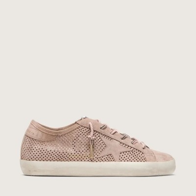 Golden Goose Super-Star Ltd In Powder-Pink Perforated Suede With Tone-On-Tone Star Golden Goose Super-Star Ltd In Powder-Pink Perforated Suede With Tone-On-Tone Star