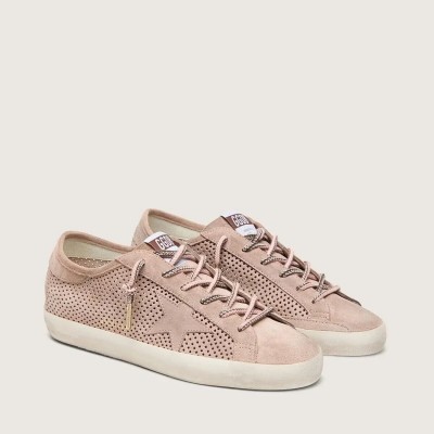 Golden Goose Super-Star Ltd In Powder-Pink Perforated Suede With Tone-On-Tone Star Golden Goose Super-Star Ltd In Powder-Pink Perforated Suede With Tone-On-Tone Star