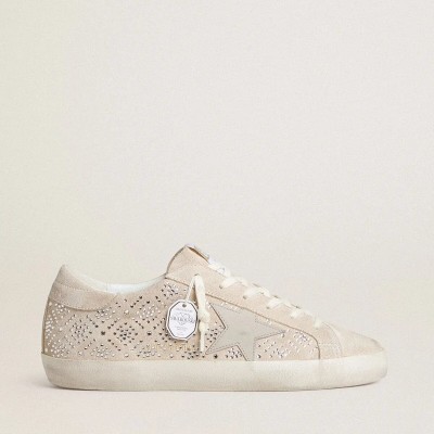 Golden Goose Super-Star Ltd In Suede With Swarovski Crystals And Ice-Gray Leather Star Golden Goose Super-Star Ltd In Suede With Swarovski Crystals And Ice-Gray Leather Star