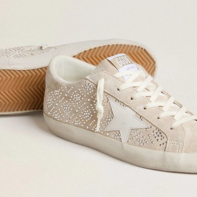 Golden Goose Super-Star Ltd In Suede With Swarovski Crystals And Ice-Gray Leather Star Golden Goose Super-Star Ltd In Suede With Swarovski Crystals And Ice-Gray Leather Star