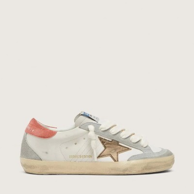 Golden Goose Super-Star Ltd In White Leather With Metallic Bronze Star Golden Goose Super-Star Ltd In White Leather With Metallic Bronze Star