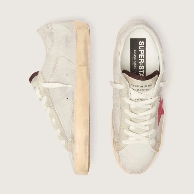 Golden Goose Super-Star Ltd In White Pony Skin With Red Suede Star Golden Goose Super-Star Ltd In White Pony Skin With Red Suede Star