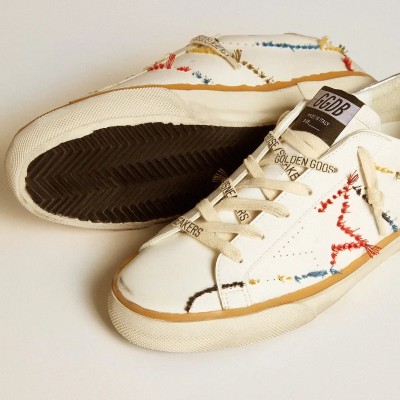 Golden Goose Super-Star Ltd With Perforated Star And Metallic Leather Heel Tab Golden Goose Super-Star Ltd With Perforated Star And Metallic Leather Heel Tab