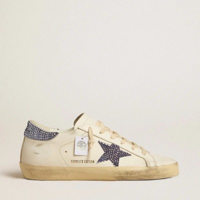 Golden Goose Super-Star Ltd With Suede Star And Heel Tab With Swarovski Crystals Golden Goose Super-Star Ltd With Suede Star And Heel Tab With Swarovski Crystals