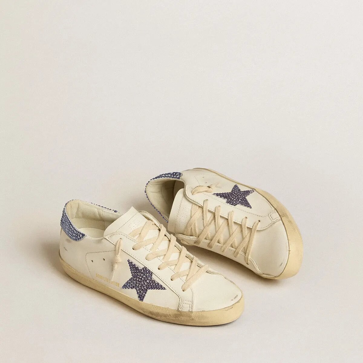 Golden Goose Super-Star Ltd With Suede Star And Heel Tab With Swarovski Crystals Golden Goose Super-Star Ltd With Suede Star And Heel Tab With Swarovski Crystals