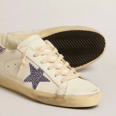 Golden Goose Super-Star Ltd With Suede Star And Heel Tab With Swarovski Crystals Golden Goose Super-Star Ltd With Suede Star And Heel Tab With Swarovski Crystals