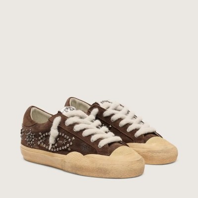 Golden Goose Super-Star Penstar In Brown Suede With Studs Golden Goose Super-Star Penstar In Brown Suede With Studs