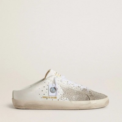 Golden Goose Super-Star Sabot Ltd With Gray Suede Star And Swarovski Crystals Golden Goose Super-Star Sabot Ltd With Gray Suede Star And Swarovski Crystals