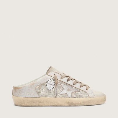 Golden Goose Super-Star Sabots Ltd In Swarovski With Metallic Silver Leather Star Golden Goose Super-Star Sabots Ltd In Swarovski With Metallic Silver Leather Star