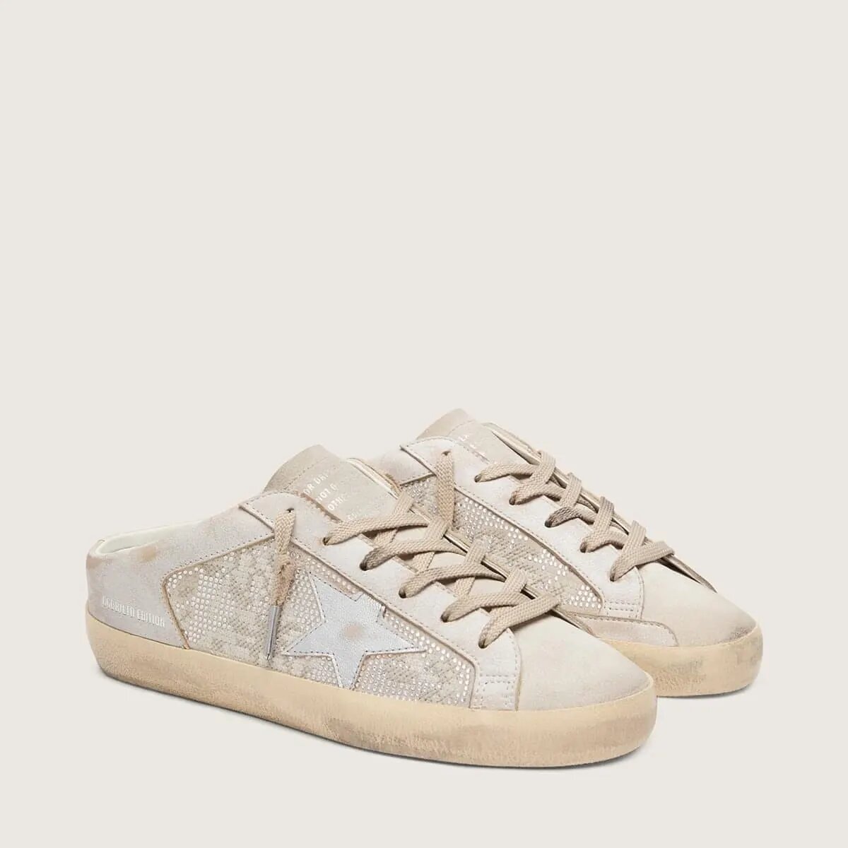 Golden Goose Super-Star Sabots Ltd In Swarovski With Metallic Silver Leather Star Golden Goose Super-Star Sabots Ltd In Swarovski With Metallic Silver Leather Star