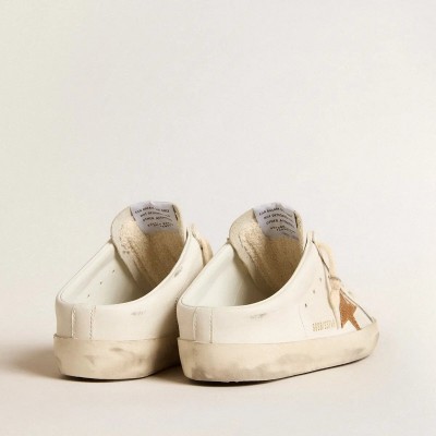 Golden Goose Super-Star Sabots In Leather With Plasticized Gold Glitter Star Golden Goose Super-Star Sabots In Leather With Plasticized Gold Glitter Star