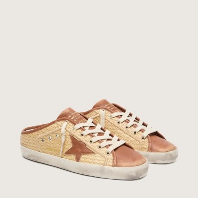 Golden Goose Super-Star Sabots In Raffia With Brick-Red Star Golden Goose Super-Star Sabots In Raffia With Brick-Red Star
