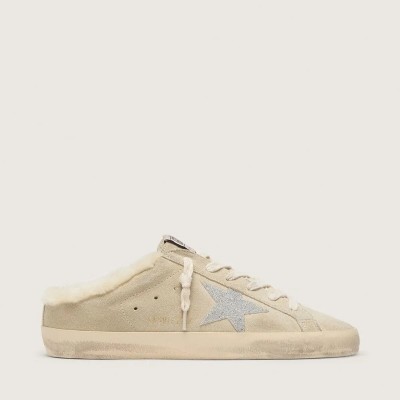 Golden Goose Super-Star Sabots With Swarovski Crystal Star And Shearling Lining Golden Goose Super-Star Sabots With Swarovski Crystal Star And Shearling Lining