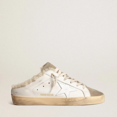 Golden Goose Super-Star Sabots With White Leather Star And Shearling Lining Golden Goose Super-Star Sabots With White Leather Star And Shearling Lining
