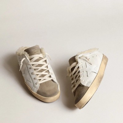Golden Goose Super-Star Sabots With White Leather Star And Shearling Lining Golden Goose Super-Star Sabots With White Leather Star And Shearling Lining