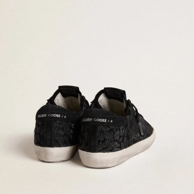 Golden Goose Super-Star In Black Pony Skin With Black Swarovski Crystals And Black Suede Star Golden Goose Super-Star In Black Pony Skin With Black Swarovski Crystals And Black Suede Star